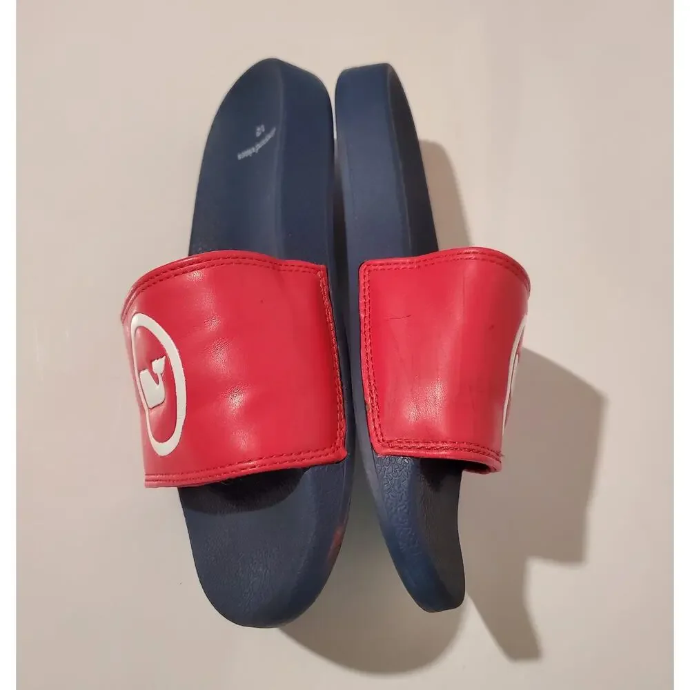 Vineyard Vines Kids Whale Dot Pool Slides Slip On Sandals Size 12 Red/Coral